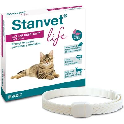 Stangest Stanvet Life Collar para Gatos - Repelente, Impermeable, 37cm Stangest Stanvet Life Collar para Gatos - Repelente, Impermeable, 37cm