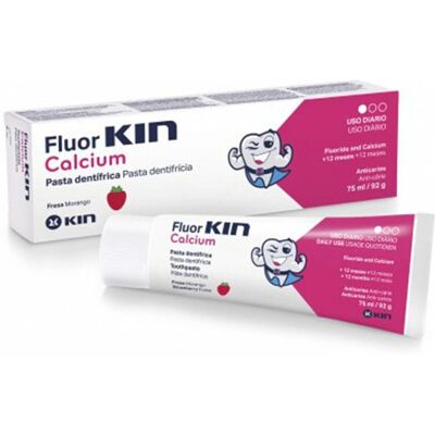 Pasta de dientes Kin Fluorkin Calcium - Fresa para niños 75 ml Pasta de dientes Kin Fluorkin Calcium - Fresa para niños 75 ml
