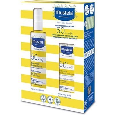 Ensemble de Protection Solaire Mustela SPF50 pour Bébé et Famille - Publicité Ensemble de Protection Solaire Mustela SPF50 pour Bébé et Famille - Publicité