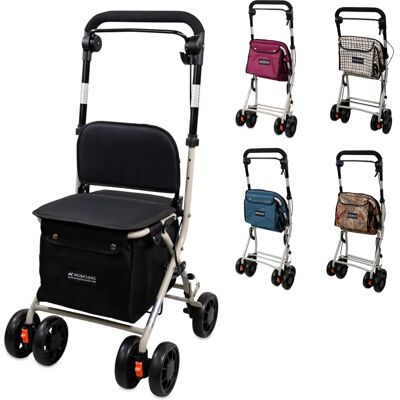 MOBICLINIC - Faltbarer Einkaufstrolley mit Sitz - Stahl, Schwarz MOBICLINIC - Faltbarer Einkaufstrolley mit Sitz - Stahl, Schwarz