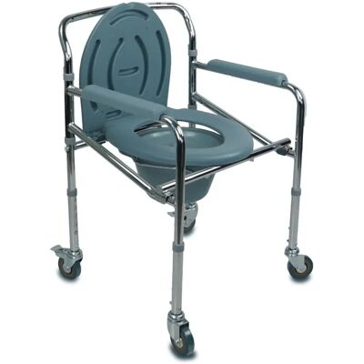 Mobiclinic - Verstellbarer Stahl-WC-Stuhl mit Rädern und Armlehnen Mobiclinic - Verstellbarer Stahl-WC-Stuhl mit Rädern und Armlehnen