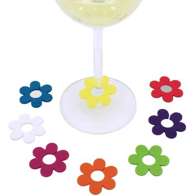 Marque-verres en silicone Daisy de Koala - 8 pcs - Publicité Marque-verres en silicone Daisy de Koala - 8 pcs - Publicité