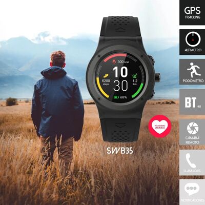 PRIXTON SWB35 Montre Connectée - GPS, 1.3" IPS, Noir PRIXTON SWB35 Montre Connectée - GPS, 1.3" IPS, Noir