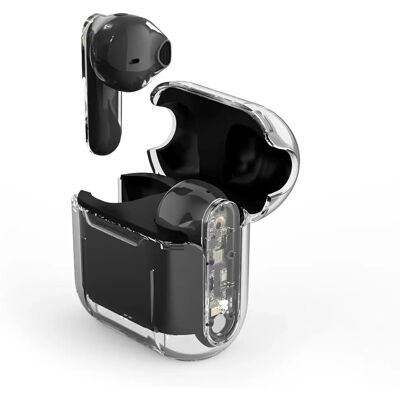 Écouteurs sans fil PRIXTON TWS162 - Bluetooth 5.2 - HiFi - Noir Transparent - Publicité Écouteurs sans fil PRIXTON TWS162 - Bluetooth 5.2 - HiFi - Noir Transparent - Publicité