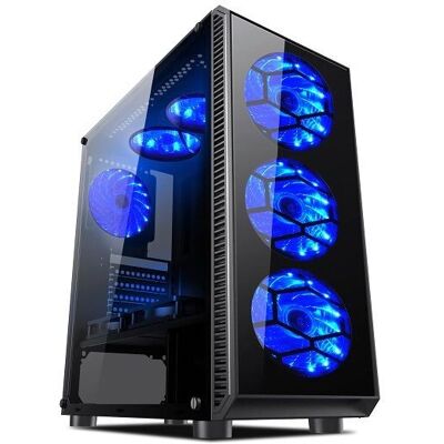 Tour PC L-Link AVATAR noire avec ventilateurs LED bleus - Publicité Tour PC L-Link AVATAR noire avec ventilateurs LED bleus - Publicité