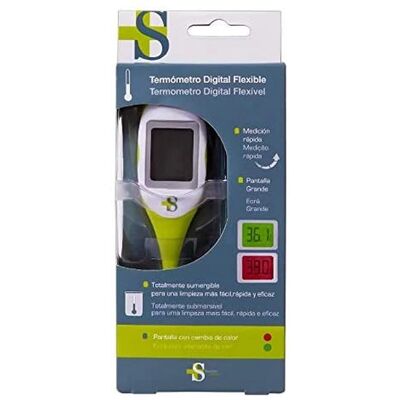 SANITEC Termómetro - Pantalla grande, Punta flexible, Indicador de fiebre SANITEC Termómetro - Pantalla grande, Punta flexible, Indicador de fiebre