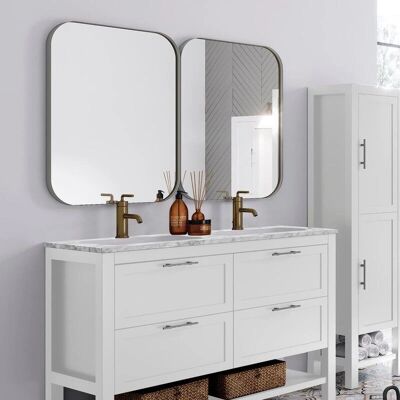Kassia - Specchio rettangolare in acciaio - 80x60cm - Argento vecchio Kassia - Specchio rettangolare in acciaio - 80x60cm - Argento vecchio