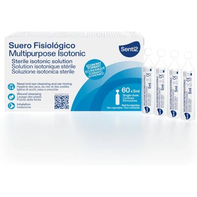 Senti2 Solução Salina - 5 ml, 60 Unidades, Para olhos, nariz, ouvidos Senti2 Solução Salina - 5 ml, 60 Unidades, Para olhos, nariz, ouvidos