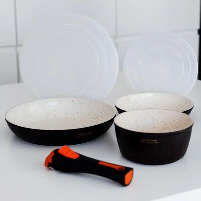 Set pentole ECO-DE Granite Stone - 3 Padelle e Coperchio Set pentole ECO-DE Granite Stone - 3 Padelle e Coperchio