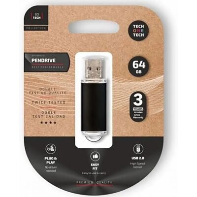 Tech One TEC3008-64 Pendrive - USB 2.0, 64 GB, Czarny Tech One TEC3008-64 Pendrive - USB 2.0, 64 GB, Czarny