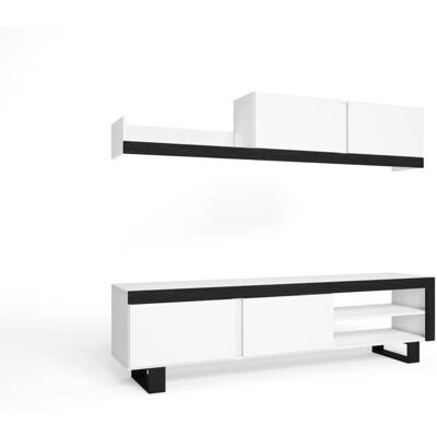 Skraut Home - Modell IDEM - Modernes Weiß/Schwarz Wohnzimmermöbel-Set Skraut Home - Modell IDEM - Modernes Weiß/Schwarz Wohnzimmermöbel-Set