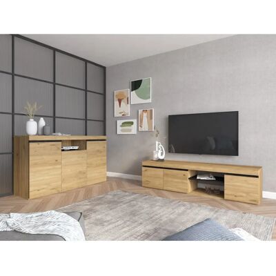 Conjunto Natural de Salón Skraut Home 160cm Conjunto Natural de Salón Skraut Home 160cm