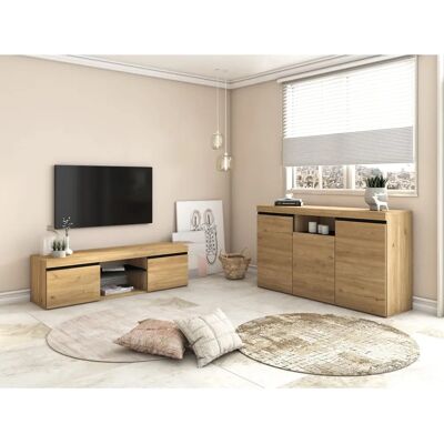 Skraut Home - Nordisches Wohnzimmer-Set mit TV und Buffet - Modernes Design Skraut Home - Nordisches Wohnzimmer-Set mit TV und Buffet - Modernes Design