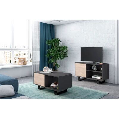 SKRAUT HOME WIND TV100 - Gris/roble - Melamine - Meubelset SKRAUT HOME WIND TV100 - Gris/roble - Melamine - Meubelset