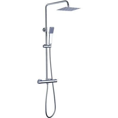 Kibath - Columna de ducha termostática - Cabezal cuadrado y ducha de mano - Cromo Kibath - Columna de ducha termostática - Cabezal cuadrado y ducha de mano - Cromo