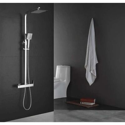 Columna de ducha ajustable Kibath con cabezal de lluvia cuadrado - Accesorio de baño Columna de ducha ajustable Kibath con cabezal de lluvia cuadrado - Accesorio de baño