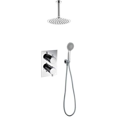 Kibath Thermostatic Shower Mixer - Square Plate, Chrome Finish, 2 Outlets Kibath Thermostatic Shower Mixer - Square Plate, Chrome Finish, 2 Outlets