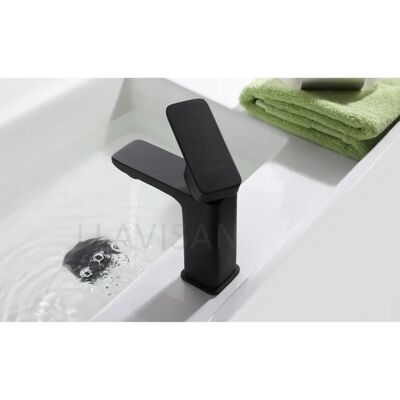 Kibath - Grifo de Baño Negro Mate Cuadrado - Monomando 40mm Kibath - Grifo de Baño Negro Mate Cuadrado - Monomando 40mm