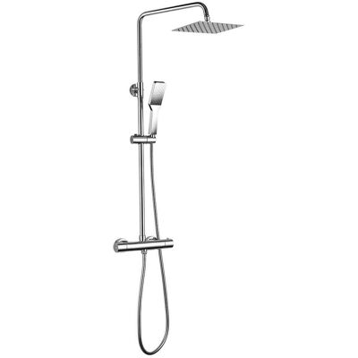 Kibath - Columna de Ducha Extralarga 100-150cm con Termostática Tacto Frío - Cuadrada Cromo Kibath - Columna de Ducha Extralarga 100-150cm con Termostática Tacto Frío - Cuadrada Cromo