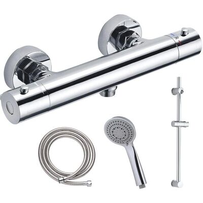 Grifo de Ducha Termostático Kibath - Cromo Brillo, Latón - Gris Claro Grifo de Ducha Termostático Kibath - Cromo Brillo, Latón - Gris Claro