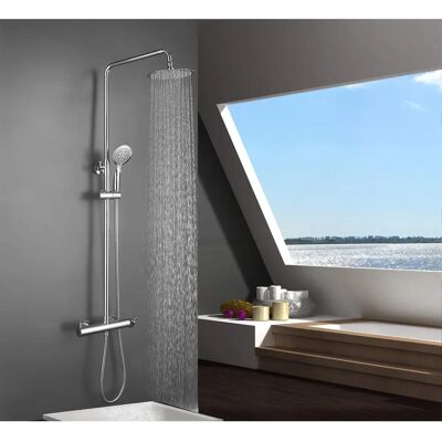KIBATH Columna de ducha monomando redonda ajustable 80-120 cm KIBATH Columna de ducha monomando redonda ajustable 80-120 cm