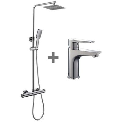 KIBATH Colonne de Douche - Thermostatique, 80-120cm, Chrome, Avec Douchette Mano - Publicité KIBATH Colonne de Douche - Thermostatique, 80-120cm, Chrome, Avec Douchette Mano - Publicité