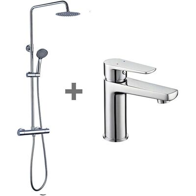 Conjunto Columna de Ducha KIBATH - Termostático, Extensible, Cromo Conjunto Columna de Ducha KIBATH - Termostático, Extensible, Cromo