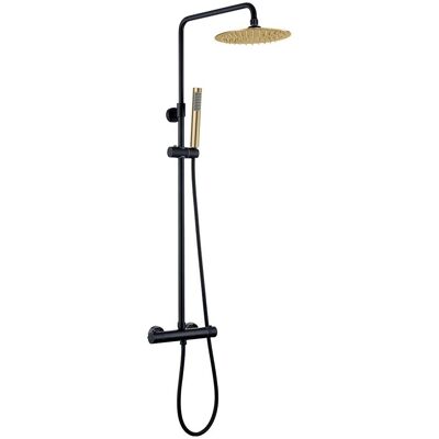 Kibath - Columna de Ducha Termostática Redonda - Negro, 83-120cm Kibath - Columna de Ducha Termostática Redonda - Negro, 83-120cm