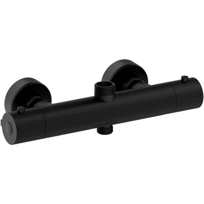 Grifo de Columna de Ducha Termostático Redondo Kibath - 27,6cm Negro Latón Grifo de Columna de Ducha Termostático Redondo Kibath - 27,6cm Negro Latón