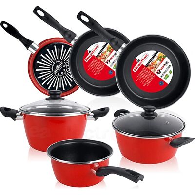 Ensemble de Cuisine Magefesa GRANA - 5 Pièces, 3 Poêles, Rouge, Sans PFOA - Publicité Ensemble de Cuisine Magefesa GRANA - 5 Pièces, 3 Poêles, Rouge, Sans PFOA - Publicité