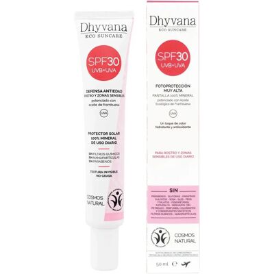 Protector solar SPF 30 Dhyvana - Barrera mineral, Hidratante, Ligero Protector solar SPF 30 Dhyvana - Barrera mineral, Hidratante, Ligero