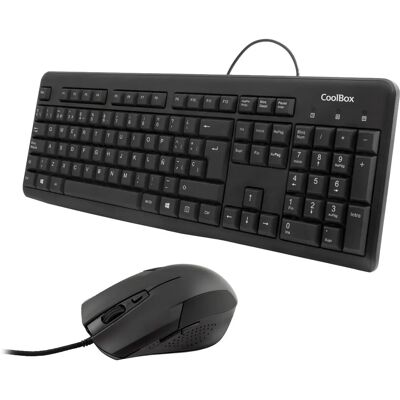 Tastiera e mouse CoolBox COO-KTR-01U - Nero - USB - Ergonomico Tastiera e mouse CoolBox COO-KTR-01U - Nero - USB - Ergonomico