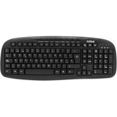 Nilox NXKBE000001 Teclado QWERTY Espanhol Preto - Teclado Nilox NXKBE000001 Teclado QWERTY Espanhol Preto - Teclado