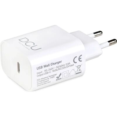 Cargador Rápido USB-C Blanco Universal DCU Tecnologic - Cargador Cargador Rápido USB-C Blanco Universal DCU Tecnologic - Cargador