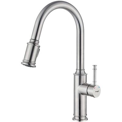 IBERGRIF M22132 - Kitchen Mixer with Detachable Shower, Single Lever Faucet for Sink, Brushed Nickel IBERGRIF M22132 - Kitchen Mixer with Detachable Shower, Single Lever Faucet for Sink, Brushed Nickel