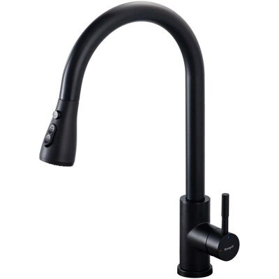 Grifo de Cocina Ibergrif M22136B negro con rociador extraíble Grifo de Cocina Ibergrif M22136B negro con rociador extraíble