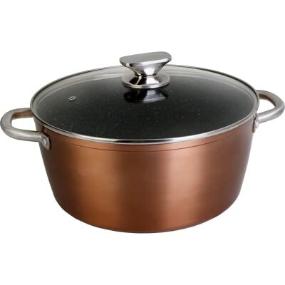 Casserole en cuivre professionnelle Wecook 28cm induction avec couvercle en verre - Publicité Casserole en cuivre professionnelle Wecook 28cm induction avec couvercle en verre - Publicité