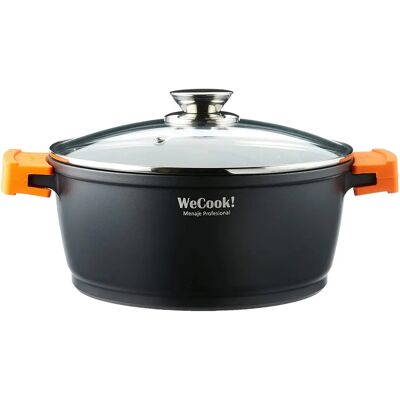 Wecook! Ecochef Titanium Casserole Haute avec Couvercle en Verre 32cm 5 Couches Antiadhésif Écologique Aluminium 12,5cm de Hauteur Poignées en Silicone Induction Gaz Four Wecook! Ecochef Titanium Casserole Haute avec Couvercle en Verre 32cm 5 Couches Antiadhésif Écologique Aluminium 12,5cm de Hauteur Poignées en Silicone Induction Gaz Four