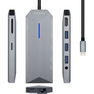 AISENS ASUC-9P001-GR Laptop Dock - 9-in-1 USB-C with HDMI & Ethernet AISENS ASUC-9P001-GR Laptop Dock - 9-in-1 USB-C with HDMI & Ethernet