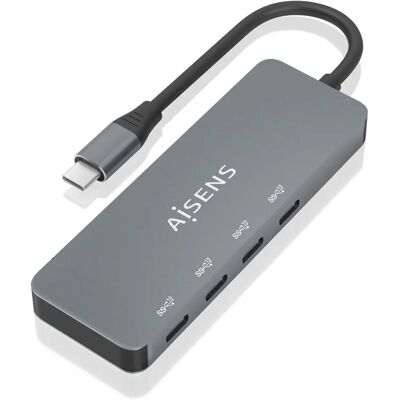 Hub USB Aisens A109-0695 Gris - USB-C, 4 Puertos, 10 Gbps Hub USB Aisens A109-0695 Gris - USB-C, 4 Puertos, 10 Gbps