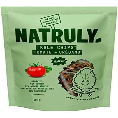 Natruly Chips de Kale - Tomate y Orégano Orgánico - 30g - Chips de Kale Natruly Chips de Kale - Tomate y Orégano Orgánico - 30g - Chips de Kale