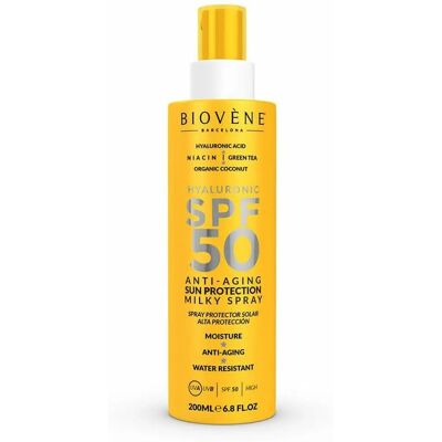 Leite de Proteção Solar Anti-Idade com Ácido Hialurônico SPF 50 de Biovène Leite de Proteção Solar Anti-Idade com Ácido Hialurônico SPF 50 de Biovène