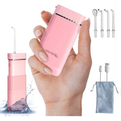 Hilo dental portátil Aquapik Mini de Bostontech - 4 boquillas - Elimina placa - Recargable USB-C - 3 velocidades - Rosa Hilo dental portátil Aquapik Mini de Bostontech - 4 boquillas - Elimina placa - Recargable USB-C - 3 velocidades - Rosa