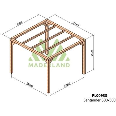 Pérgola de Madera Laminada Santander - 300x300cm Pérgola de Madera Laminada Santander - 300x300cm