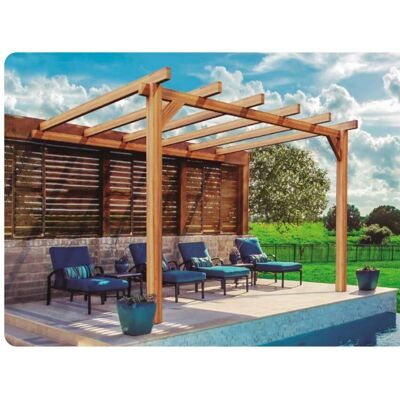 Pergola en Bois Laminé Gardeneas - 400x400cm - Abri Extérieur - Publicité Pergola en Bois Laminé Gardeneas - 400x400cm - Abri Extérieur - Publicité