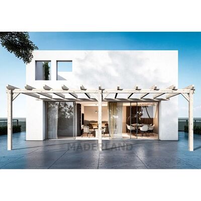 Pergola en Bois Laminé GARDENEAS - 700x400 cm - Qualité Européenne - Publicité Pergola en Bois Laminé GARDENEAS - 700x400 cm - Qualité Européenne - Publicité