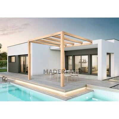 Pergola en Bois Laminé GARDENEAS - Burgos - 400x300cm - Publicité Pergola en Bois Laminé GARDENEAS - Burgos - 400x300cm - Publicité