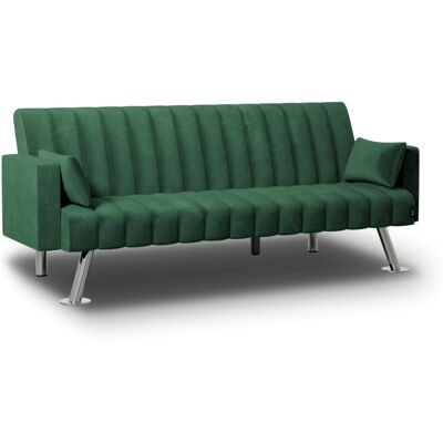 Nalui Sofá Cama 3 Plazas de Madera de Eucalipto - Terciopelo, Verde Nalui Sofá Cama 3 Plazas de Madera de Eucalipto - Terciopelo, Verde