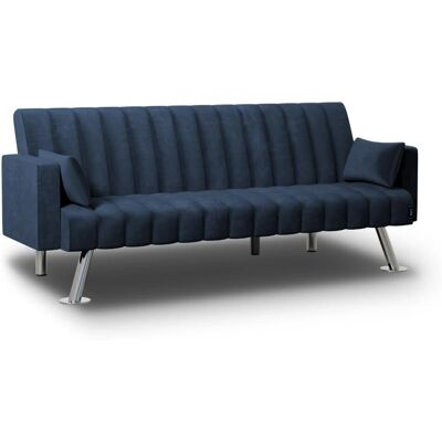 Nalui Sofá Cama - 3 Plazas, Azul Terciopelo, Estilo Nórdico Nalui Sofá Cama - 3 Plazas, Azul Terciopelo, Estilo Nórdico