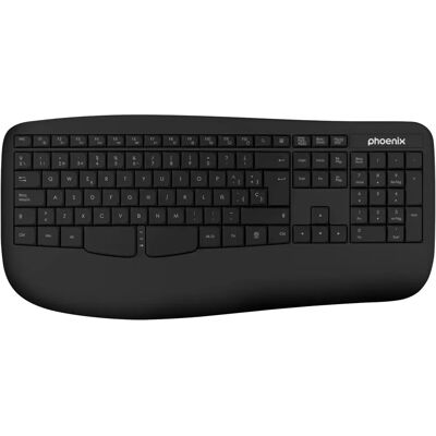Phoenix K201 Clavier Sans Fil Noir - Ergonomique - Publicité Phoenix K201 Clavier Sans Fil Noir - Ergonomique - Publicité